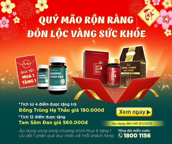 [ƯU ĐÃI “VÀNG” MỪNG XUÂN QUÝ MÃO] - Mua Khương Thảo Đan tặng trà Đông Trùng Hạ Thảo và Tam Sâm Đan