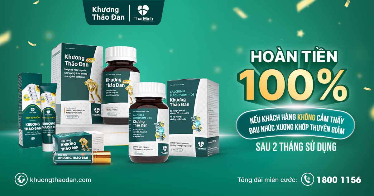 Khương Thảo Đan Gold Cam Kết: Hoàn lại 100% tiền nếu không giảm triệu chứng đau nhức xương khớp sau 2 tháng sử dụng